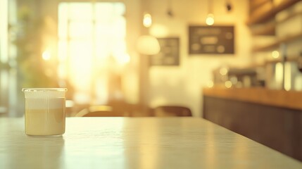 Poster - 3D rendering of an abstract blurred coffee shop interior with a vintage filter