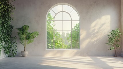 Poster - Empty interior space featuring a window 3D rendering