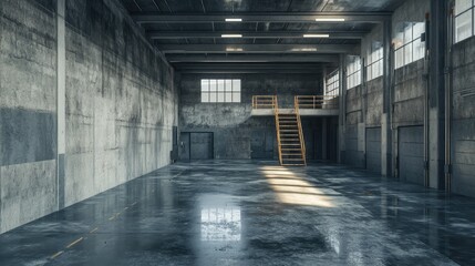 Poster - 3D rendering of an interior space in a warehouse