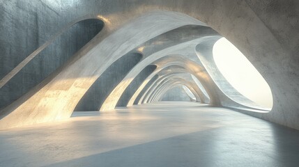 Poster - Abstract modern interior with empty space and concrete walls 3D rendering