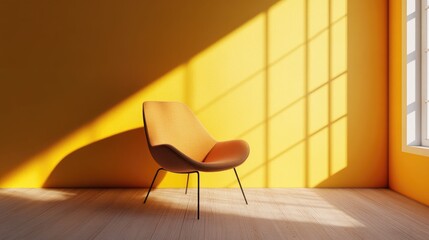 Poster - 3D rendering of an interior space featuring a chair