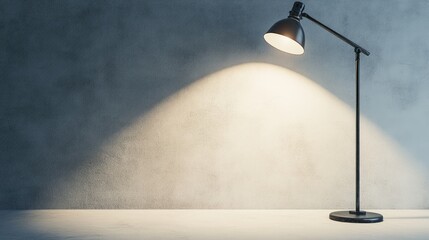 Poster - 3D rendering of a desk lamp casting light on a white concrete wall perfect for concept design and presentation