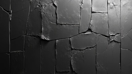 Poster - 3D rendering of a wall fragment featuring scratched and cracked surfaces