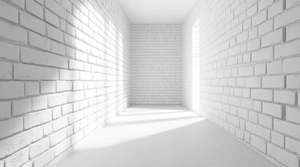 Poster - 3D rendering of a white brick wall