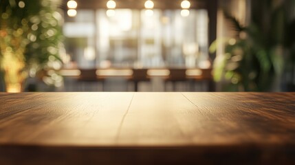 Fototapete - 3D Rendering of a Table Top with a Blurred Restaurant Background