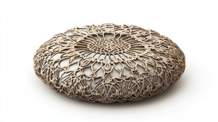 Poster - 3D rendering of a decorative woven pillow with intricate details on a white background