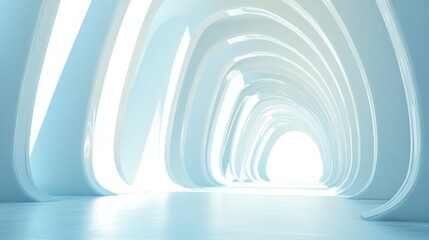 Poster - 3D rendering of a futuristic architectural corridor background