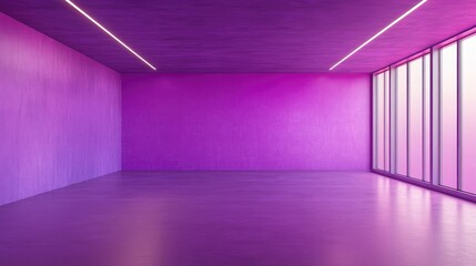 Poster - 3D rendering of a purple empty studio room with a gradient background designed for product display