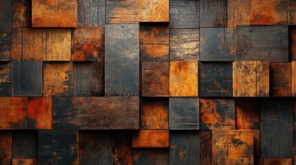 Poster - 3D rendering of a background created from aged plywood