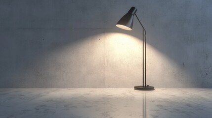 Poster - 3D rendering of a desk lamp casting light on a white concrete wall perfect for concept design and presentation