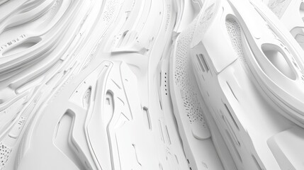 Poster - 3D rendering of a white and gray futuristic background with abstract creative graphics for decorative interior design