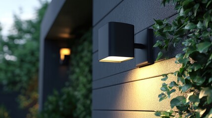 Poster - 3D rendering of a wall lamp mounted on an exterior surface