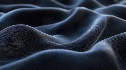 Poster - 3D rendering of a dark colored fabric featuring wrinkles