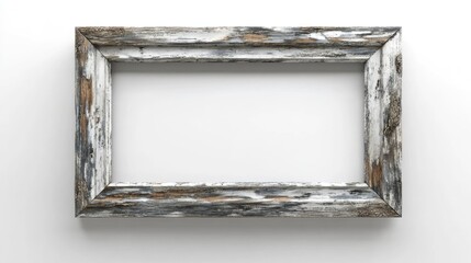 Poster - 3D rendering of a rustic wooden picture frame on a white background