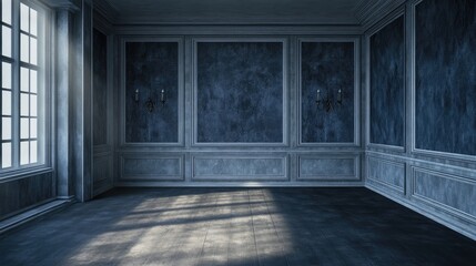 Poster - Empty room with wall backdrop 3D rendering and illustration