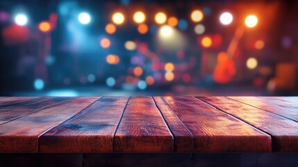 Poster - 3D rendering of a decorative desk with a blurred music stage background