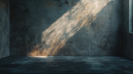 Poster - 3D Rendering of an Empty Room with Dark Concrete Wall Architecture