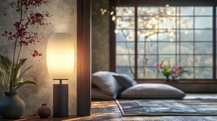 Poster - 3D rendering of a lamp in an indoor setting