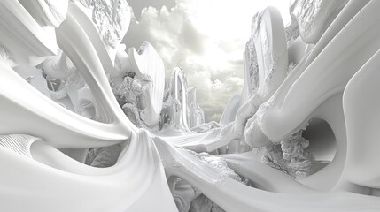 Poster - 3d rendering of a white and gray futuristic background with abstract creative graphics for decorativ