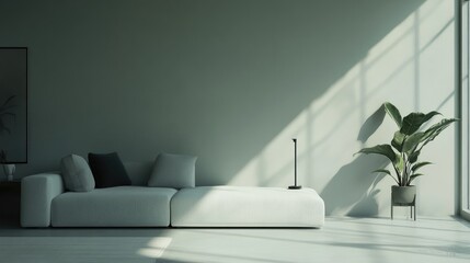 Poster - 3D rendering of a modern interior space showcasing minimalist design elements