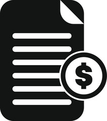 Poster - simple black icon of a financial document with a dollar symbol, representing a payment, invoice, or 