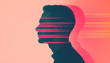 Poster - A creative depiction of a silhouette with abstract lines, exploring the concept of thoughts and perceptions.