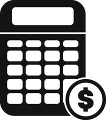 Poster - electronic calculator with dollar coin symbolizing financial operations, budgeting, and accounting