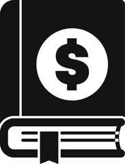 Poster - book with dollar sign conveying financial literacy, investment strategies, and wealth management