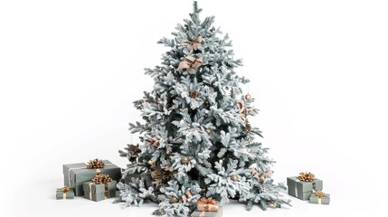 christmas tree with presents isolated on white background - a festive and heartwarming visual. the c