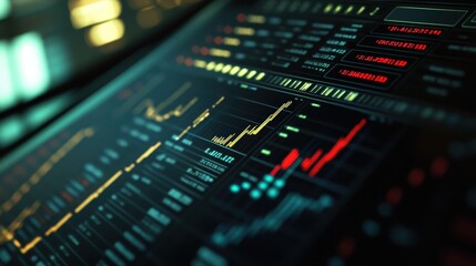 Poster - A stock index table that tracks the performance of various financial indices with columns for the day open, high, low,