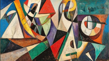 Poster - A stunning high-priced abstract expressionist painting, filled with dynamic shapes and intense colors,