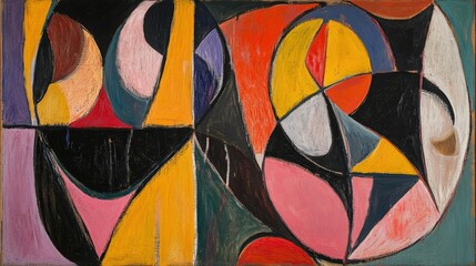 Poster - A stunning high-priced abstract expressionist painting, filled with dynamic shapes and intense colors,