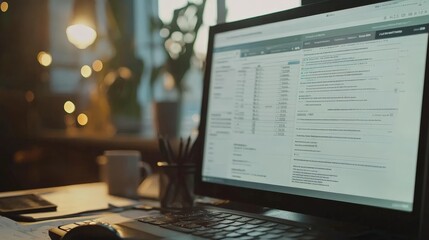Poster - A tax software interface on a computer screen showing an overview of a tax return, including income, deductions, and tax liability.