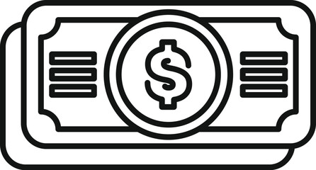 Poster - line drawing of stacked paper money symbolizing wealth, income, and prosperity
