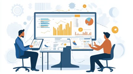 Poster - A team of engineers analyzing manufacturing process data to identify inefficiencies and improve production workflows,
