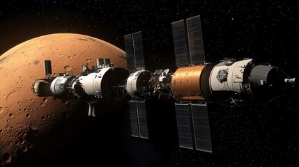 Poster - A visual representation of a near-future space exploration mission, with astronauts preparing to explore Mars