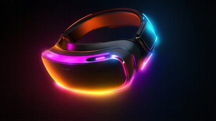 Poster - A VR headset with curved edges and soft padding, floating on a transparent background. Its stylish design emphasizes both comfort and cutting-edge tech,
