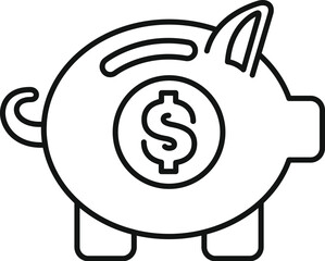 Poster - Piggy bank with dollar sign representing saving money, investment and finance