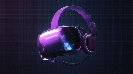 Poster - A VR headset with integrated audio, floating on a transparent background.
