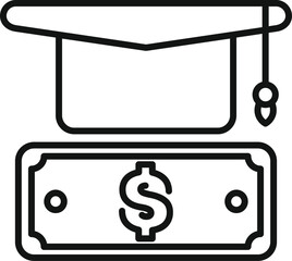 Poster - Line drawing of a graduation cap over a bill, symbolizing the cost of education and student debt