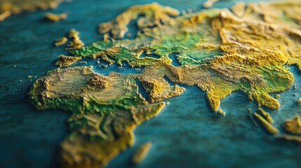 Poster - 3D world map with an emphasis on major metropolitan areas and global hubs