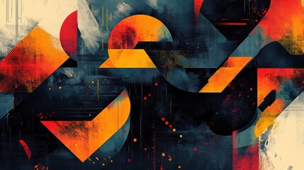 Poster - Abstract world map design using geometric shapes and vibrant colors
