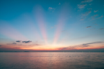 Wall Mural - sunset sky background in thailand,cloudscape time lapse background dark red purple sunset sky nature