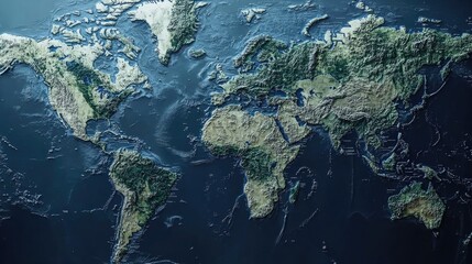 Poster - Detailed world map with digital data overlaid, showing population and climate data