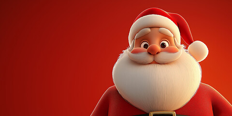 Wall Mural - 3d rendering of a smiling santa claus on a plain red background