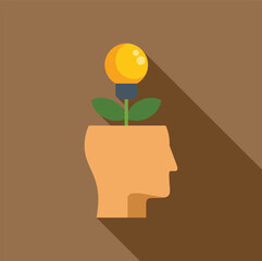 Poster - light bulb plant growing from a human head representing new ideas, innovation, and creative thinking