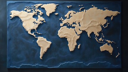 Poster - Minimalist world map with large oceans and small, subtle country outlines