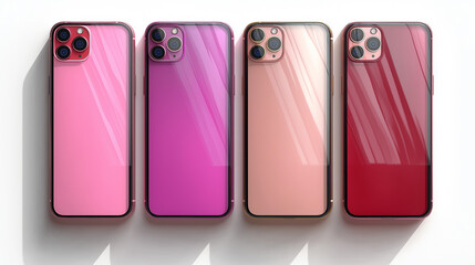 Poster - Four modern smartphones with multiple cameras showing different colors