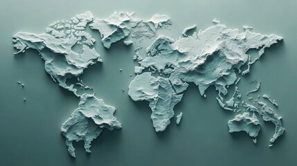 Poster - Minimalist world map with large oceans and small, subtle country outlines