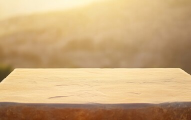 Aufkleber - Sunlit Sandstone Table in Desert with Bokeh Effect for Product Display